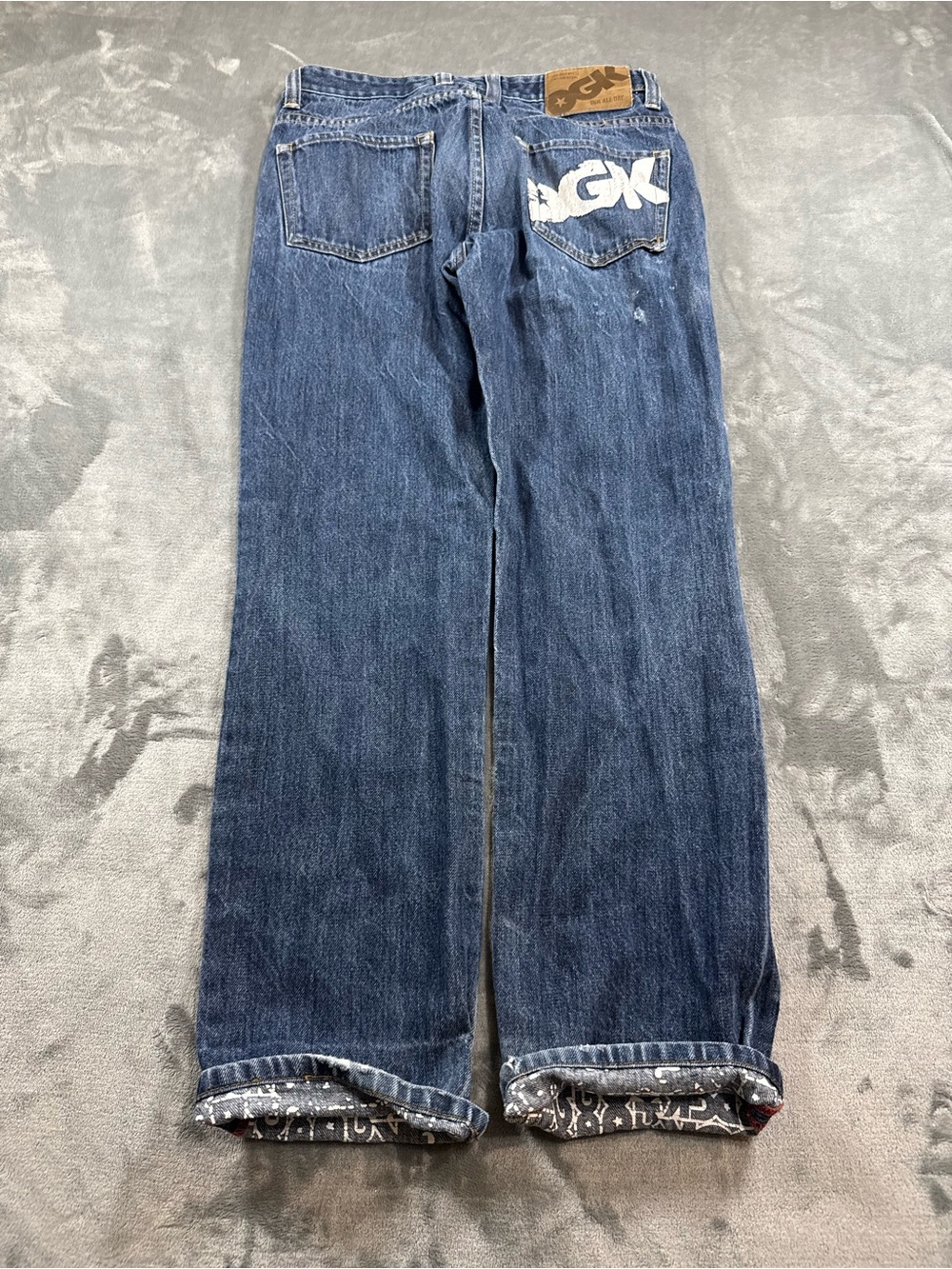 Vintage DGK Raw Denim Never Wash Straight Fit Y2K Jeans Size 32 Printed Cuffs